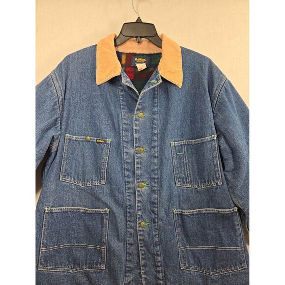 Vintage 80s OshKosh Fleece Blanket Lined Chore Coat Barn Coat Jacket 46R Mens XL - Picture 3 of 12